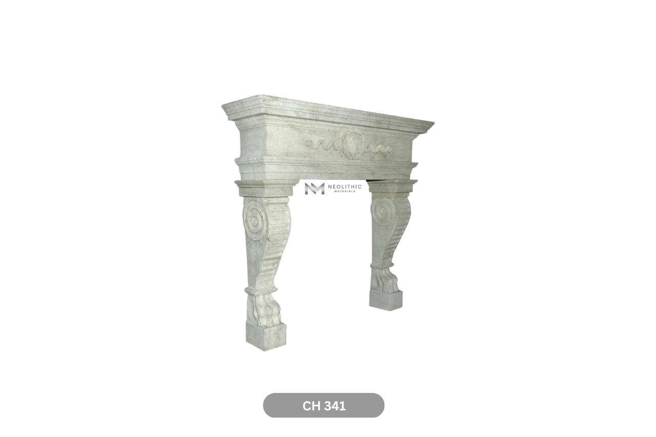 Limestone Fireplace Mantel - Image 3